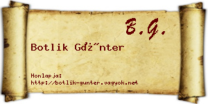 Botlik Günter névjegykártya